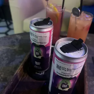 The cocktails and grape soda