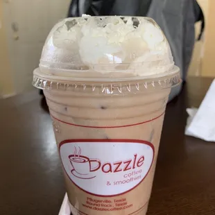 White mocha frap I believe, gone instantly.