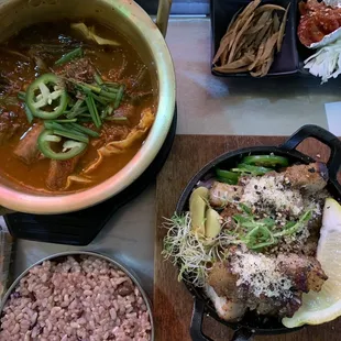 various dishes of food on a table