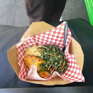 Roasted Cauliflower Gratin and Kale slaw