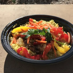 Thai coconut curry chicken rice bowl