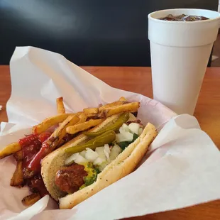 Beer Dog and Fries $6