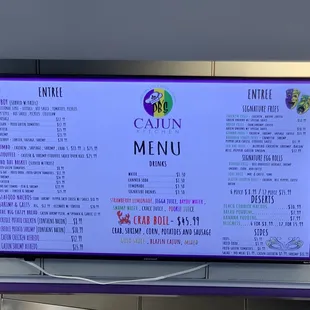 Menu board