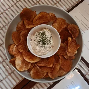 old bay chips w/ french onion dip