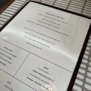 menu