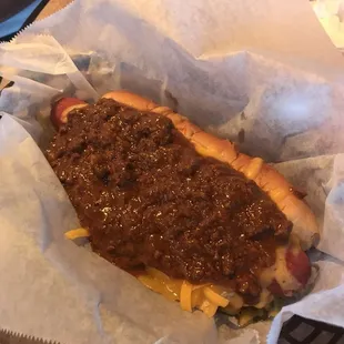 Chili cheese dog