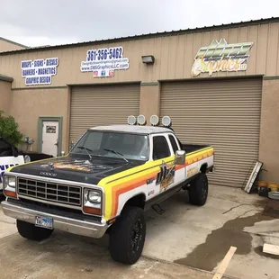 You can't miss out shop with our retro wrapped 1981 dodge 1st generation.