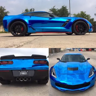 2017 Corvette wrapped in blue chrome. Wow wow wow.