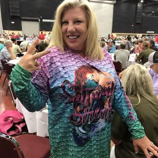 Salt water sirens fishing team full dye sublimation shirts on dry fit material.