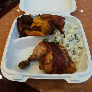 1/4 dark with rice and plantains