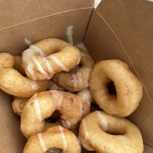Donuts with lemon glaze and cinnamon/sugar mixture