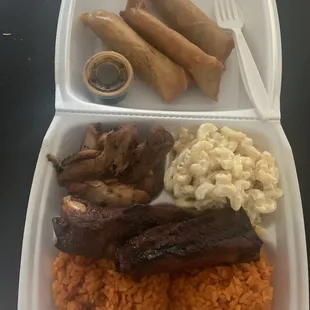 Pork ribs and chicken combo with lumpia