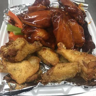 Kicking bourbon and lemon pepper wings!!!