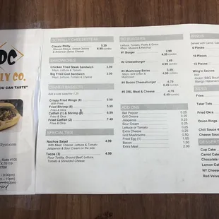 Takeout menu