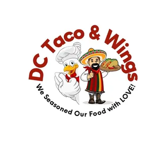 the logo for dc taco and wings