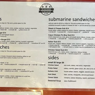 Current menu
