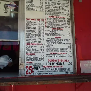 The menu board