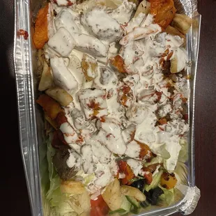 a container of salad