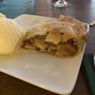 Homemade apple pie with vanilla ice cream