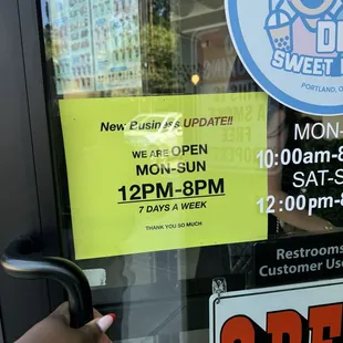New business hours