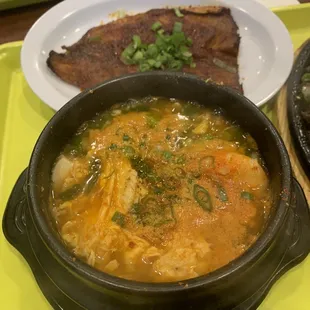Silken Tofu Stew + spicy fish combo