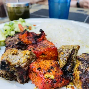 Triple Kabob Murgh, Teka and Chaplee Kabob