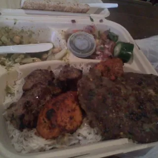 Triple Kabob Murgh, Teka and Chaplee Kabob