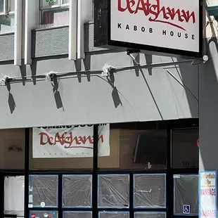 the front of the restaurant
