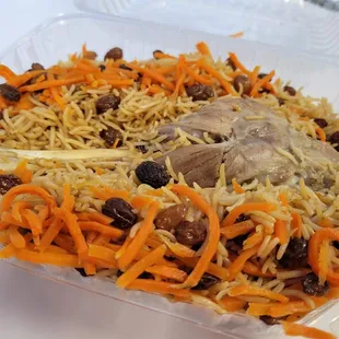 Qabili Palow, with the lamb shank unearthed from the rice