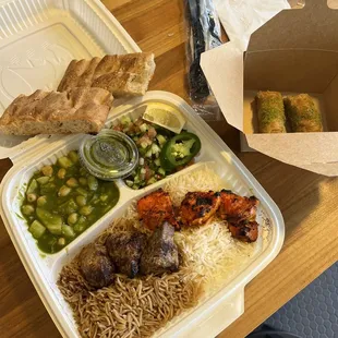 Combination Kabob plate with Baklava
