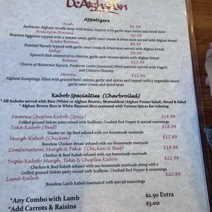 menu