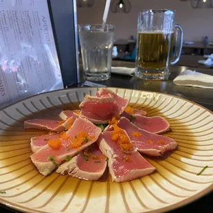 Special request: double order of Maguro Tataki Sashimi (with Ponzu sauce). Out of this world delicious!!