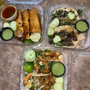 Steak, al pastor, birria tacos