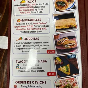 menu