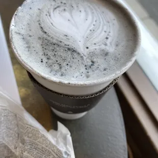 Honey charcoal latte