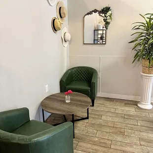 Back seating area- quieter space for working or reading.