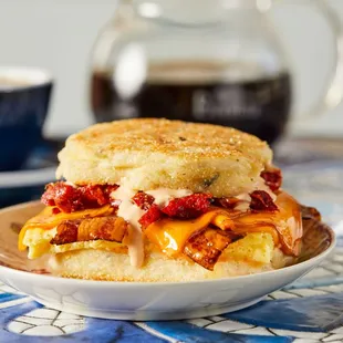 a biscuit sandwich on a plate
