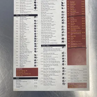 a menu for a restaurant