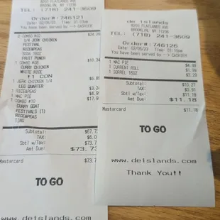 Receipt of the cost of items