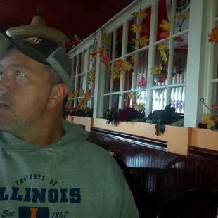 a man sitting in a restaurant