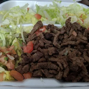 My regular carne asada plate, just low carb friendly. Comes with beans and rice normally. Also tortillas. Their carne is amazing.