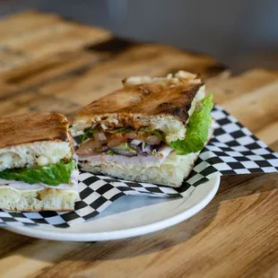 a sandwich cut in half