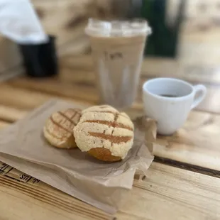 two cookies and a cup of coffee