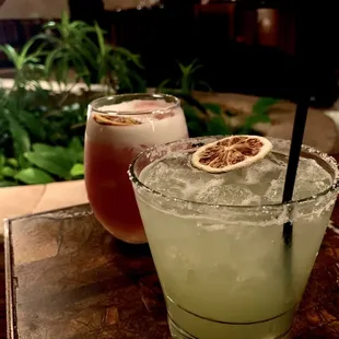 Inferno Margarita (front) El Sagrado Sour (back)