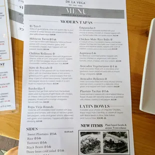 Appetizer menu