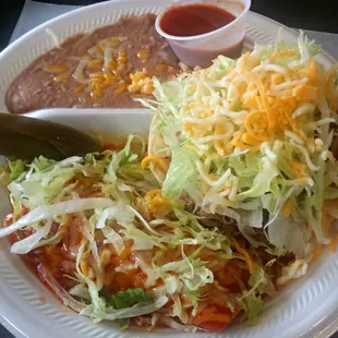Beef Tostada and Chicken Enchiladas
