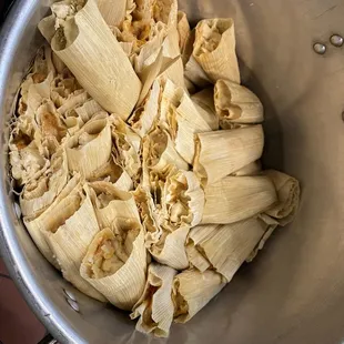 rajas tamales and chicken tamales