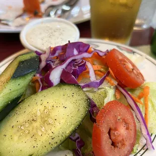 House salad with blue cheese dressing