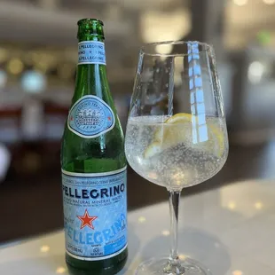 a glass of water and a bottle