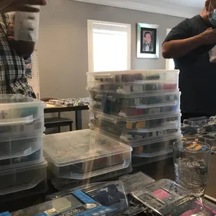 a table full of food items